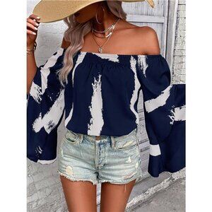 Off Shoulder Bell Sleeve Blouse